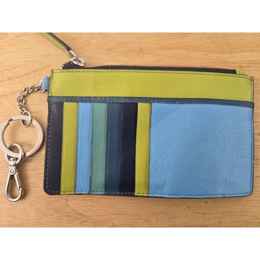 ILI New York‎ Genuine Leather Keychain Zip ID Card Case With RFID